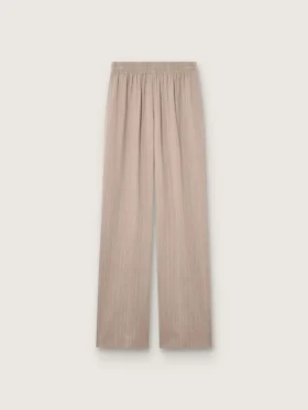 Damenhose aus grauer Wollmischung mit Nadelstreifenmuster und elastischem Bund