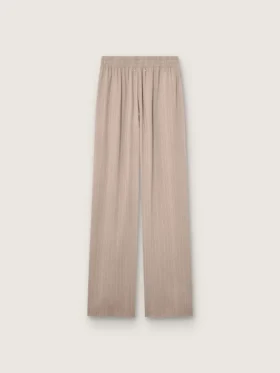 Damenhose aus grauer Wollmischung mit Nadelstreifenmuster und elastischem Bund