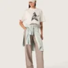 Damen-Hemd aus weissem Baumwolljersey mit Sternenprint