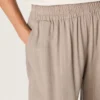 Damenhose aus grauer Wollmischung mit Nadelstreifenmuster und elastischem Bund