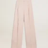 Damenhose aus rosa, tailliertem Wollstoff