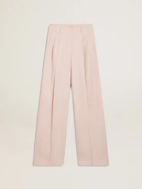 Damenhose aus rosa, tailliertem Wollstoff