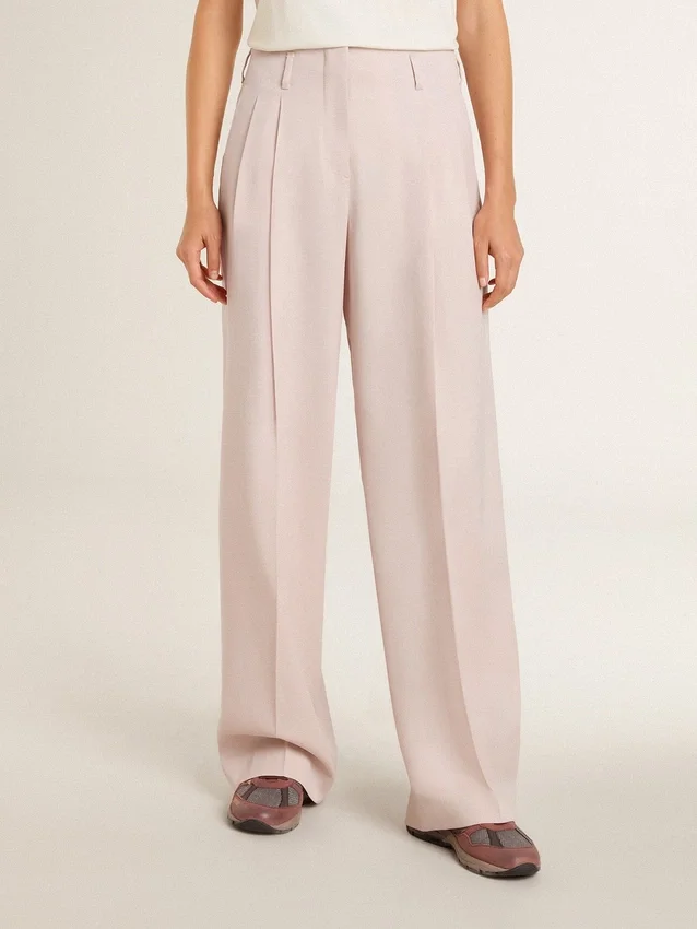 Damenhose aus rosa, tailliertem Wollstoff