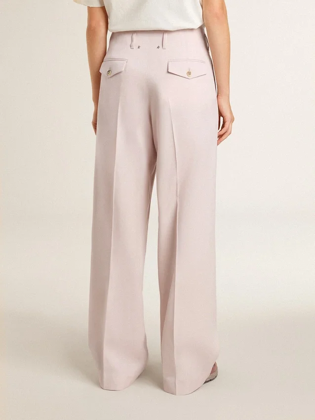 Damenhose aus rosa, tailliertem Wollstoff