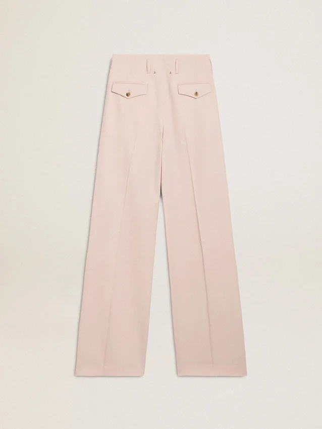 Damenhose aus rosa, tailliertem Wollstoff