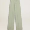Damenhose aus salbeigrüner Wolle