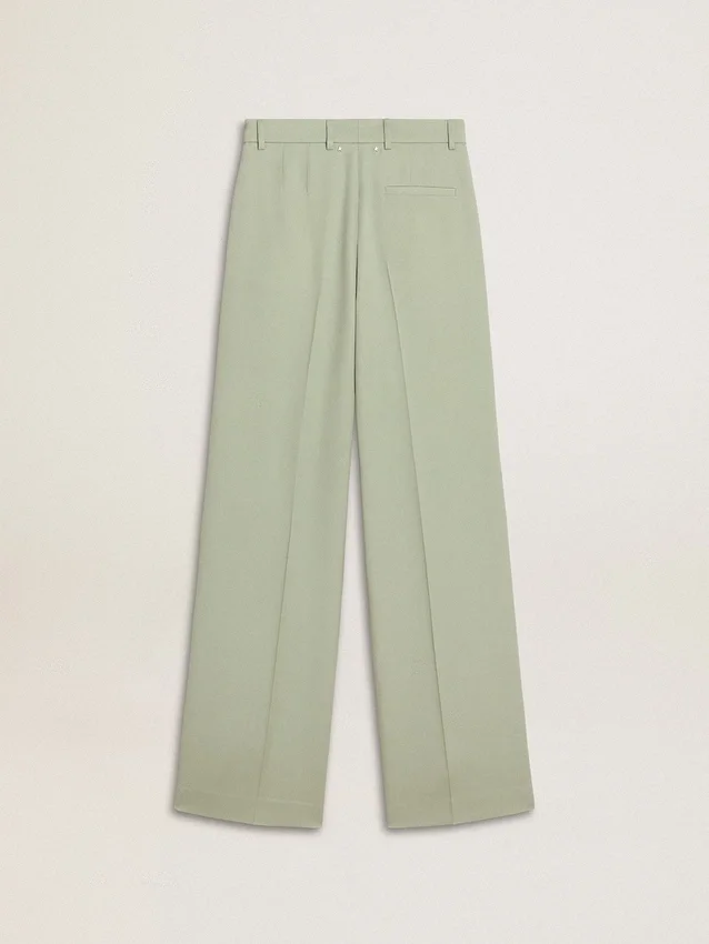 Damenhose aus salbeigrüner Wolle