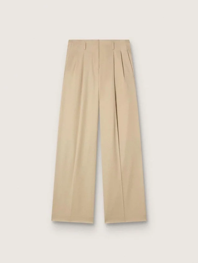 Damenhose aus Wollgabardine in Sand