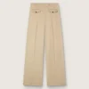 Damenhose aus Wollgabardine in Sand