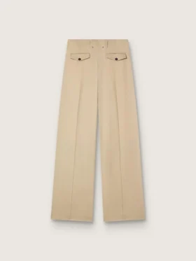 Damenhose aus Wollgabardine in Sand