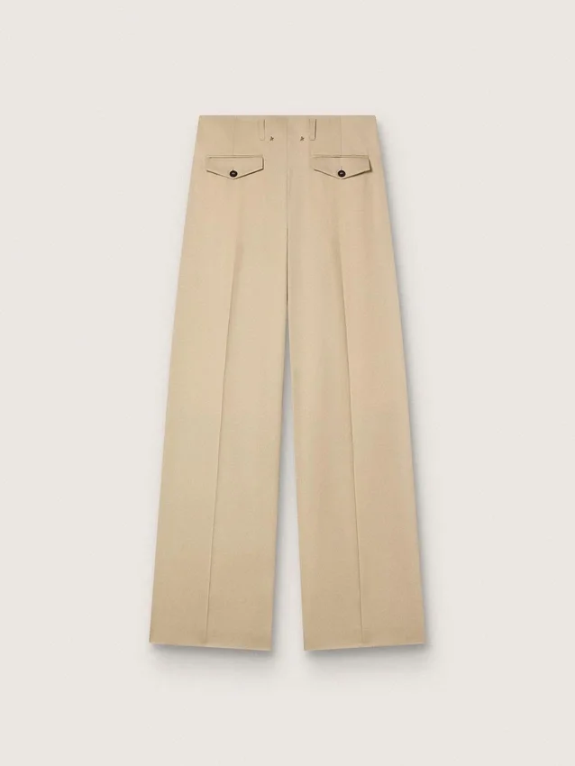 Damenhose aus Wollgabardine in Sand