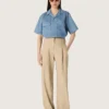 Damenhose aus Wollgabardine in Sand