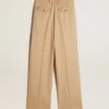 Damenhose aus Wollgabardine in Sand