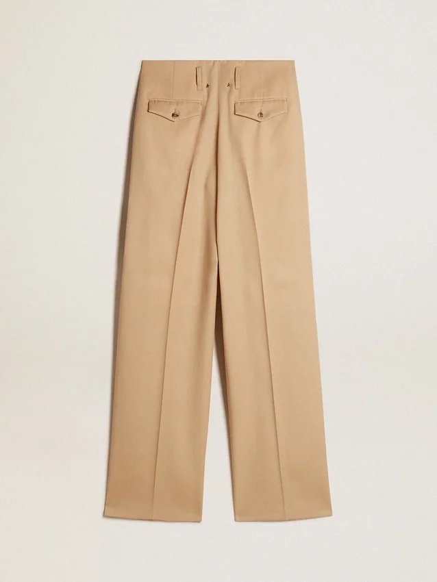 Damenhose aus Wollgabardine in Sand