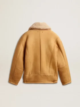Damenjacke aus Schafsfell mit breitem Shearling-Schalkragen