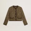Damenjacke «Journey» aus Wolltweed mit kaffeefarbenen Wildlederdetails