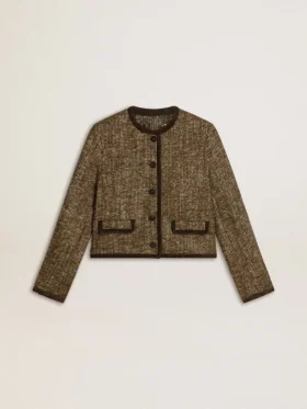 Damenjacke «Journey» aus Wolltweed mit kaffeefarbenen Wildlederdetails