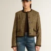 Damenjacke «Journey» aus Wolltweed mit kaffeefarbenen Wildlederdetails