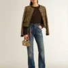 Damenjacke «Journey» aus Wolltweed mit kaffeefarbenen Wildlederdetails