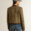 Damenjacke «Journey» aus Wolltweed mit kaffeefarbenen Wildlederdetails