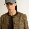 Damenjacke «Journey» aus Wolltweed mit kaffeefarbenen Wildlederdetails