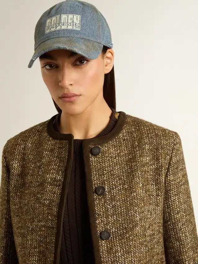 Damenjacke «Journey» aus Wolltweed mit kaffeefarbenen Wildlederdetails