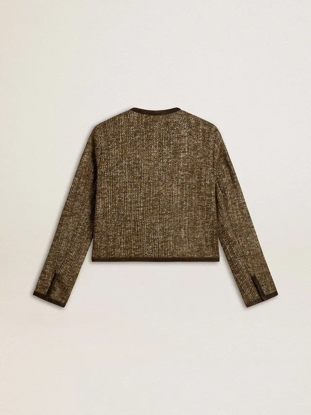 Damenjacke «Journey» aus Wolltweed mit kaffeefarbenen Wildlederdetails