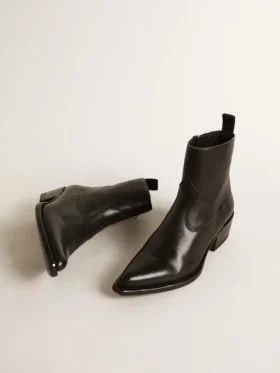 Debbie-Stiefel für Damen aus schwarzem Leder