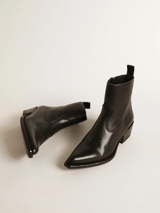 Debbie-Stiefel für Damen aus schwarzem Leder