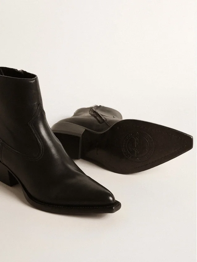 Debbie-Stiefel für Damen aus schwarzem Leder