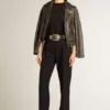 Distressed-Hemd für Damen in schwarzer Regular-Fit-Passform
