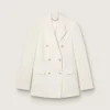 Doppelreihiger Blazer für Damen in gealtertem Weiss