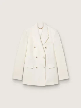 Doppelreihiger Blazer für Damen in gealtertem Weiss