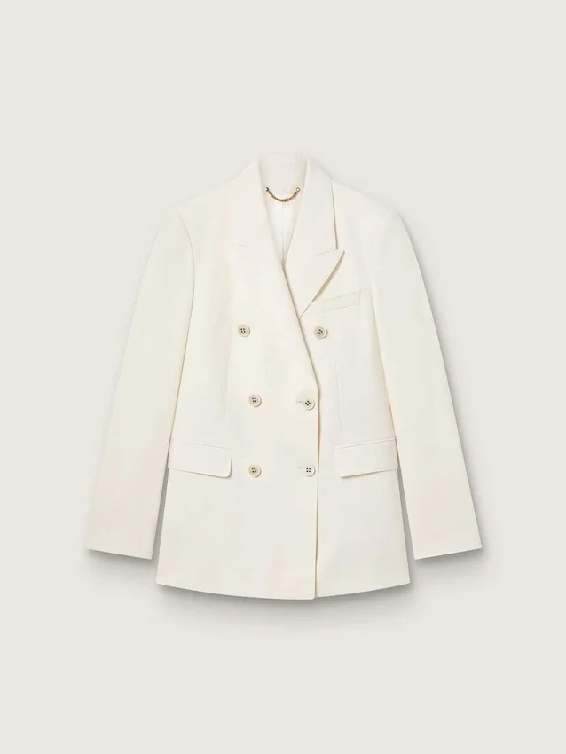 Doppelreihiger Blazer für Damen in gealtertem Weiss
