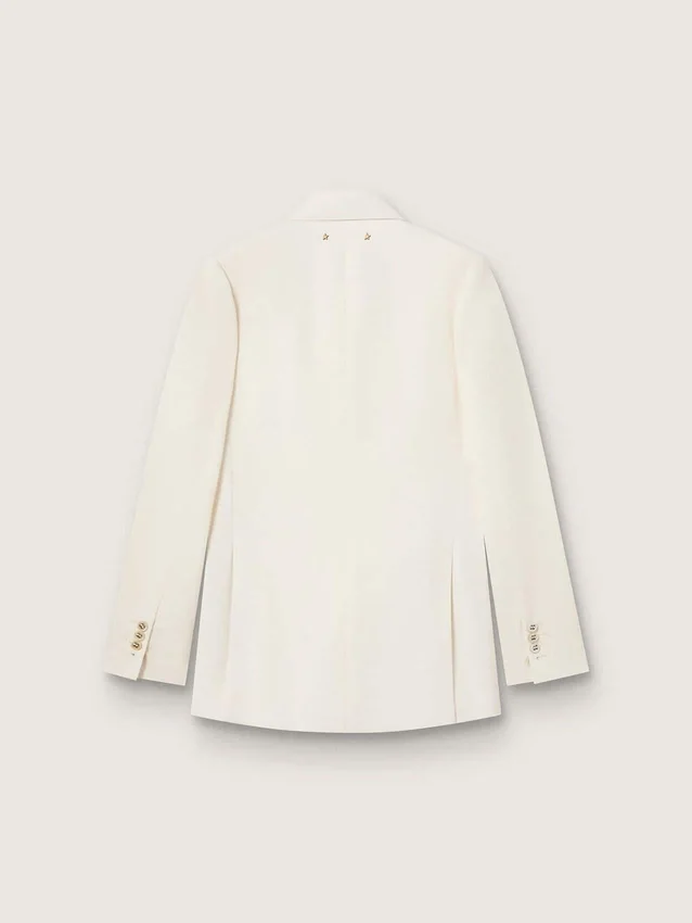 Doppelreihiger Blazer für Damen in gealtertem Weiss