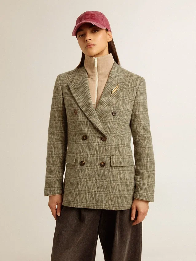 Doppelreihiger Damen-Blazer aus Shetlandwolle