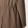 Doppelreihiger Damen-Blazer aus taubengrauer Chevron-Wollmischung