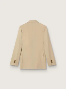 Doppelreihiger Damen-Blazer in Sand mit goldenen Wappenknöpfen