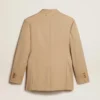 Doppelreihiger Damen-Blazer in Sand mit goldenen Wappenknöpfen