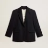 Dunkelblaue Blazerjacke aus Wollmischung für Damen