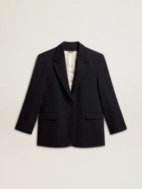 Dunkelblaue Blazerjacke aus Wollmischung für Damen