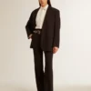 Dunkelblaue Blazerjacke aus Wollmischung für Damen