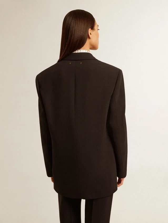 Dunkelblaue Blazerjacke aus Wollmischung für Damen
