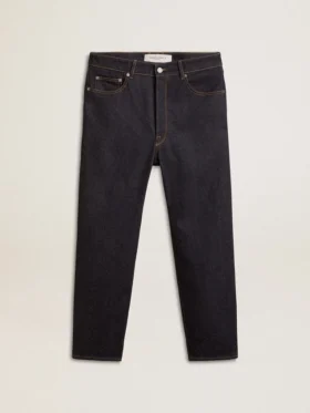 Dunkelblaue Herrenjeans aus One-Wash-Denim
