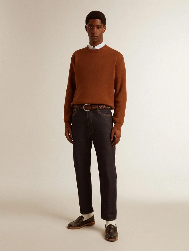 Dunkelblaue Herrenjeans aus One-Wash-Denim