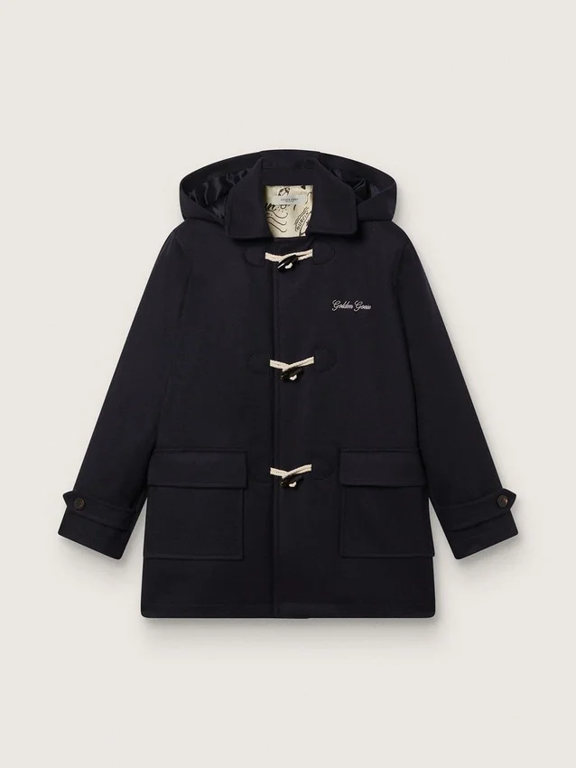Dunkelblauer Dufflecoat mit Kapuze für Jungen