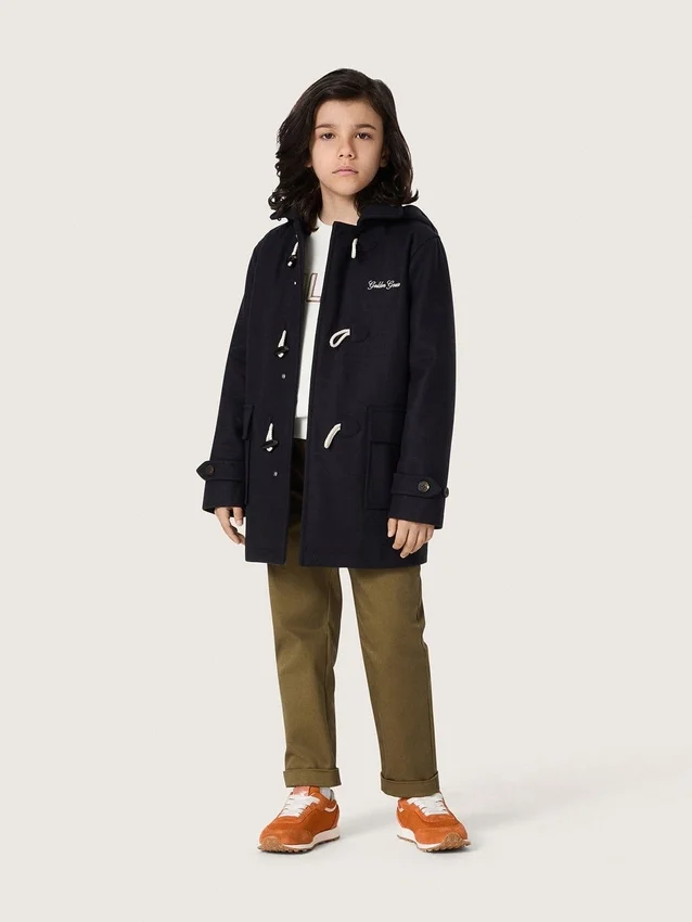 Dunkelblauer Dufflecoat mit Kapuze für Jungen
