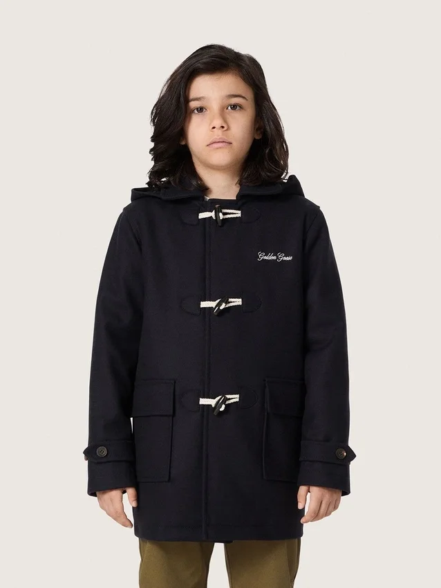 Dunkelblauer Dufflecoat mit Kapuze für Jungen