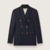 Dunkelblauer Zweireiher-Blazer für Damen