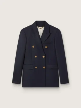 Dunkelblauer Zweireiher-Blazer für Damen